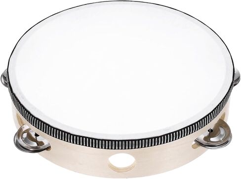 meccanixity 1 PCS الدف الطبول 8 بوصة الخشب يدوية محتجزة الدف واحد صف واحد معدني jingle sterm strum strument for adults church cust in Kuwait