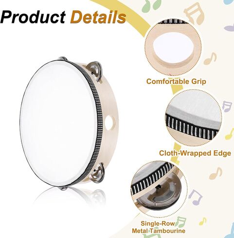 meccanixity 1 PCS الدف الطبول 8 بوصة الخشب يدوية محتجزة الدف واحد صف واحد معدني jingle sterm strum strument for adults church cust in Kuwait