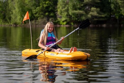 Pelican Solo - Sit-on-top Kayak - Youth Kayak - Perfect for Kids Comes with Paddle and Safety Flag - 6 ft. - Mango in Saudi Arabia