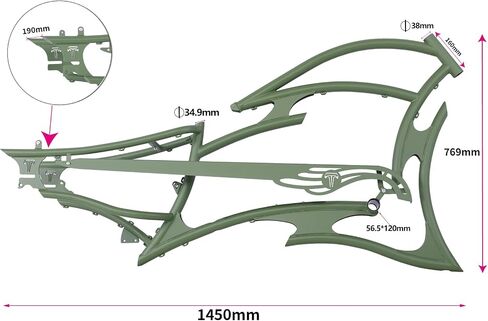 Tracer Raptor Bike Frame 26inch Cruiser Electric Bike Frame, for 7-Speed Includes Fender and Saddle in Kuwait