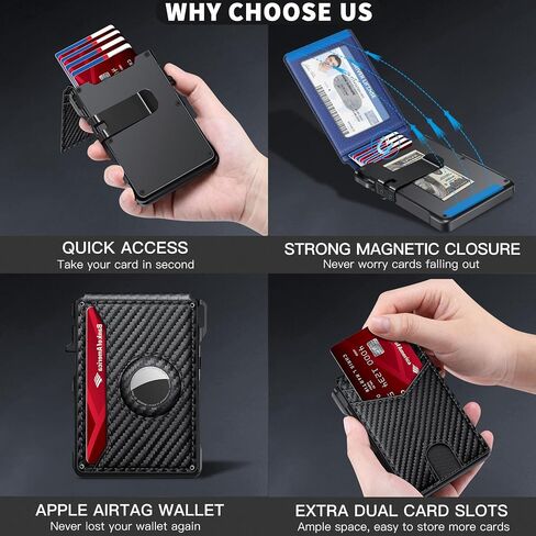 Airtag Wallet للرجال ، حامل بطاقة المحفظة للرجال لعلامة الهواء مع حظر RFID ، حالة البطاقة المنبثقة ذات الأطراف البسيطة مع نافذة المعرف ومقطع المال ، يحمل 12 بطاقة ، لا يوجد Airtag ، الإغلاق المغناطيسي in Kuwait