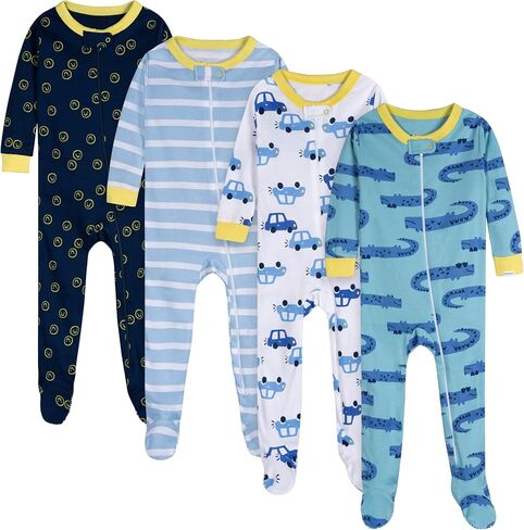 Onesies Brand Baby Boys' 4-Pack Footed Pajamas, Snack Truck, 0-3 Months in Saudi Arabia