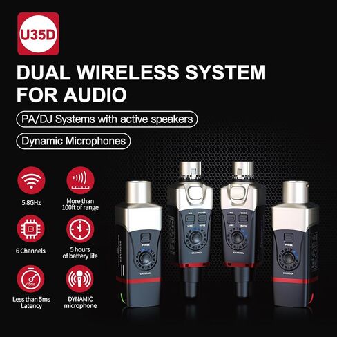 XVIVE U35D Stereo XLR Plug-on Wireless Audio System (5.8 جيجا هرتز) in Kuwait