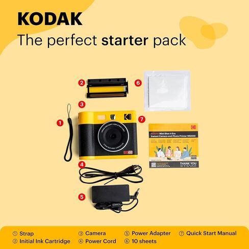 KODAK Mini Shot 4 ERA 4PASS 2-in-1 Instant Camera and Photo Printer (4x4) (Black, Camera + 70 Sheets) in Saudi Arabia