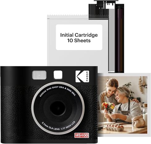 KODAK Mini Shot 4 ERA 4PASS 2-in-1 Instant Camera and Photo Printer (4x4) (Black, Camera + 70 Sheets) in Saudi Arabia