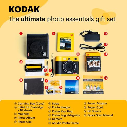 KODAK Mini Shot 4 ERA 4PASS 2-in-1 Instant Camera and Photo Printer (4x4) (Black, Camera + 70 Sheets) in Saudi Arabia