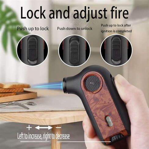Jet Flame Lighter, Push Down to Light, with Fuel Viewing Window, Reusable, Suitable for Candles, Hiking, Camping (no Butane)(Red) in Saudi Arabia