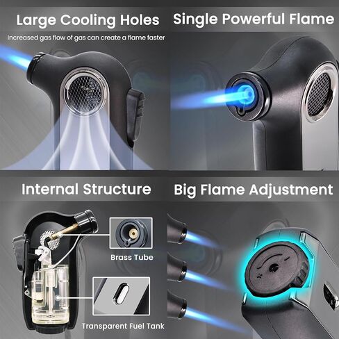 Jet Flame Lighter, Push Down to Light, with Fuel Viewing Window, Reusable, Suitable for Candles, Hiking, Camping (no Butane)(Red) in Saudi Arabia
