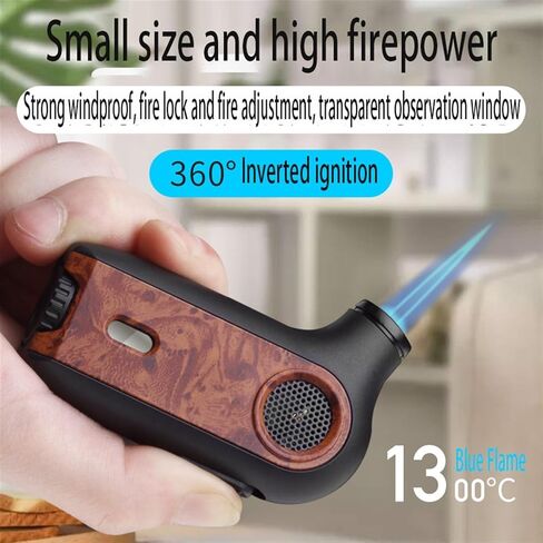 Jet Flame Lighter, Push Down to Light, with Fuel Viewing Window, Reusable, Suitable for Candles, Hiking, Camping (no Butane)(Red) in Saudi Arabia
