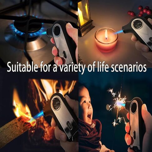 Jet Flame Lighter, Push Down to Light, with Fuel Viewing Window, Reusable, Suitable for Candles, Hiking, Camping (no Butane)(Red) in Saudi Arabia