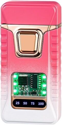 Butane Intelligent Voice-Activated Dual Flame Lighter, Four Ignition Modes Transparent Window Windproof Suitable for Outdoor Use (Butane Not Included)(Pink) in Saudi Arabia