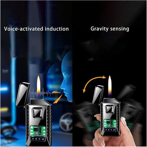 Butane Intelligent Voice-Activated Dual Flame Lighter, Four Ignition Modes Transparent Window Windproof Suitable for Outdoor Use (Butane Not Included)(Pink) in Saudi Arabia