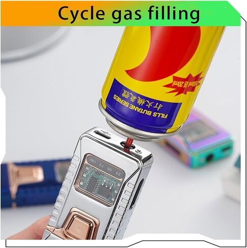 Butane Intelligent Voice-Activated Dual Flame Lighter, Four Ignition Modes Transparent Window Windproof Suitable for Outdoor Use (Butane Not Included)(Pink) in Saudi Arabia