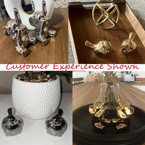 Loving Pair of Small Silver Elephant Statues Silver Home Decor Modern Boho Style Figurine Decorative Ornaments for Living Room, Bedroom, Office Desktop, Cabinets, Shelf in Kuwait