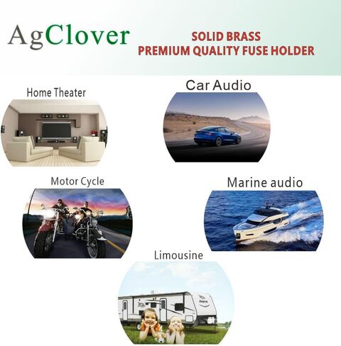 Fuse Holder, AgClover Premium 4/8 Gauge Fuse Holder Inline Waterproof Solid Brass Car Audio Fuse Holders 4/8 AWG Out with Reducer for Alarm Amplifier Compressors in Saudi Arabia