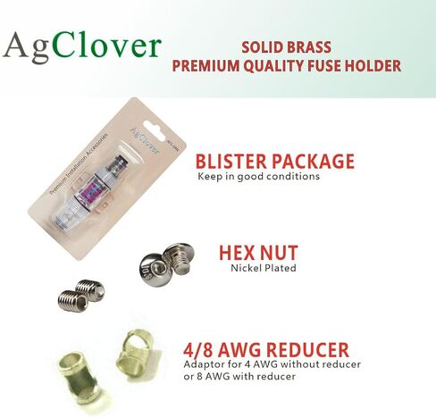 Fuse Holder, AgClover Premium 4/8 Gauge Fuse Holder Inline Waterproof Solid Brass Car Audio Fuse Holders 4/8 AWG Out with Reducer for Alarm Amplifier Compressors in Saudi Arabia