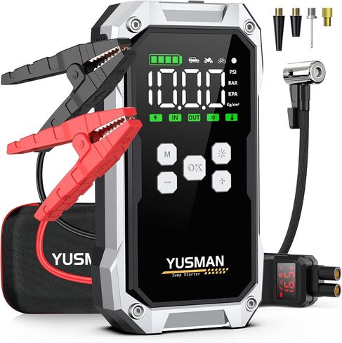 Jump Starter with Air Compressor, 8000A 150PSI Car Jump Starter, 24000mAh Portable Jump Starter Battery Pack(All Gas/12.0L Diesel), 12V Battery Jump Starter with Display, USB-C Port, 2 LED Light in Saudi Arabia