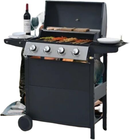 Burner Barbecue Grill, Stainless Steel Patio Garden Barbecue Grill With Two Shelves, Lid, Wheels And Bottle Opener in Saudi Arabia