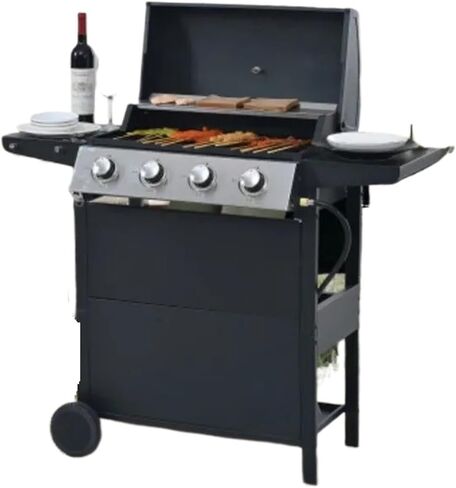 Burner Barbecue Grill, Stainless Steel Patio Garden Barbecue Grill With Two Shelves, Lid, Wheels And Bottle Opener in Saudi Arabia