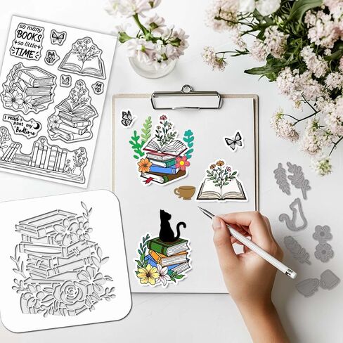 GLOBLELAND Wildflower Weeds Silicone Clear Stamps Metal Postage Stamp Frame Cutting Die Cuts PET Paint Craft Stencils Template for Card Making and DIY Embossing Scrapbooking Craft Decor in Saudi Arabia