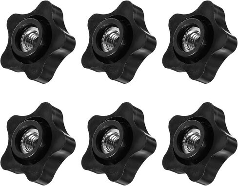 6pcs Star Nut Installation Tool,Durable Star Knobs, 3/8 Threaded Knob, for T Track Bolts, Jigs Knobs, Sawing Machine, Drilling Machine, Plastic Screw-On Type, Black in Saudi Arabia
