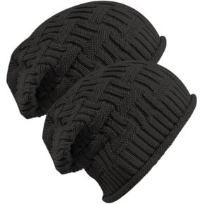 Senker Fashion 2 Pack Winter Slouchy beanie للنساء ، بيني متماسكة الصوف الدافئ المبطن هدايا كاب جمجمة كبيرة الحجم in Kuwait