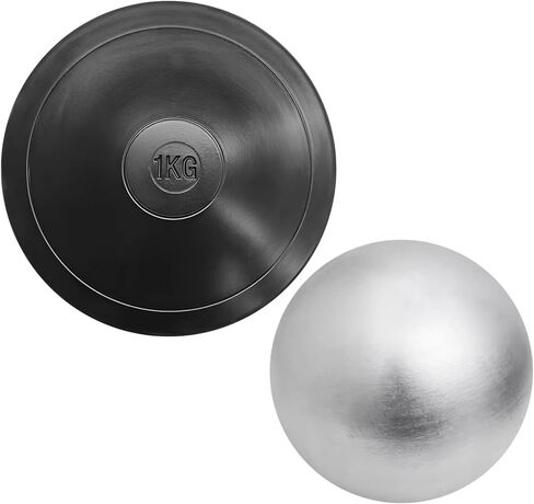 Track & Field Throwing Equipment, Regulation 5 kg Cast Iron Shot Put & 1 kg Training Rubber Disc, Sturdy & Comfortable, Suitable for Sports & Outdoor Activities in Kuwait