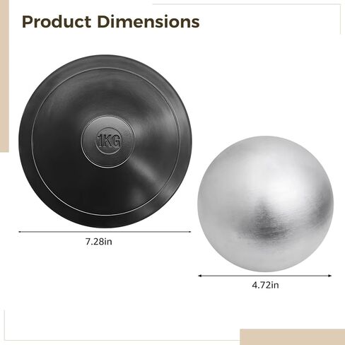 Track & Field Throwing Equipment, Regulation 5 kg Cast Iron Shot Put & 1 kg Training Rubber Disc, Sturdy & Comfortable, Suitable for Sports & Outdoor Activities in Kuwait