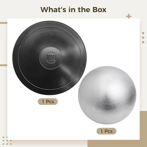 Track & Field Throwing Equipment, Regulation 5 kg Cast Iron Shot Put & 1 kg Training Rubber Disc, Sturdy & Comfortable, Suitable for Sports & Outdoor Activities in Kuwait