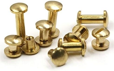 Chicago Screws， Leather Rivets, 10pcs Solid Brass Binding Chicago Screws Nail Stud Rivets for Photo Album Leather Craft Studs Belt Wallet Fasteners 8mm Dome Cap(5mm) in Saudi Arabia
