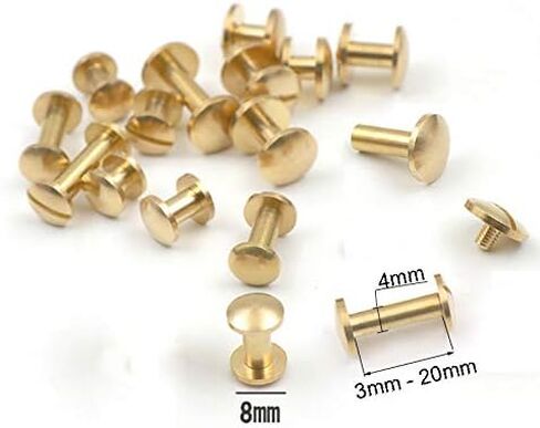 Chicago Screws， Leather Rivets, 10pcs Solid Brass Binding Chicago Screws Nail Stud Rivets for Photo Album Leather Craft Studs Belt Wallet Fasteners 8mm Dome Cap(5mm) in Saudi Arabia