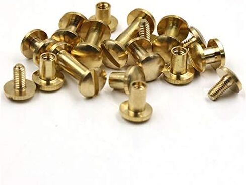 Chicago Screws， Leather Rivets, 10pcs Solid Brass Binding Chicago Screws Nail Stud Rivets for Photo Album Leather Craft Studs Belt Wallet Fasteners 8mm Dome Cap(5mm) in Saudi Arabia