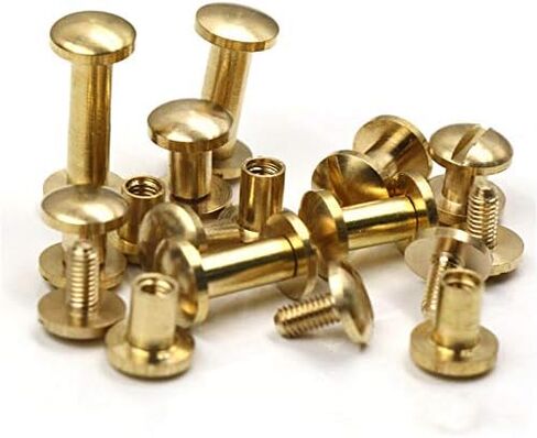 Chicago Screws， Leather Rivets, 10pcs Solid Brass Binding Chicago Screws Nail Stud Rivets for Photo Album Leather Craft Studs Belt Wallet Fasteners 8mm Dome Cap(5mm) in Saudi Arabia