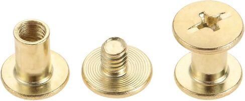 Chicago Screws， Leather Rivets, M5*6mm/8mm Butt Rivets Account Books Photo Album Screw Snap Rivet Screws Assembling Bolts10pcs(Gold,M5 X 8) in Saudi Arabia