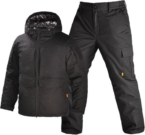 Men's Winter Ski Suits, Winter Outdoor Warm Sports Plush and Thicken Hooded Ski Suits Set in Kuwait