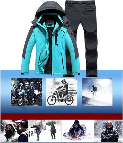 Mens Plus Size Ski Suits Set, Men's Winter Outdoor Sports Plush and Thicken Hooded Ski Suits Set with Belt in Saudi Arabia
