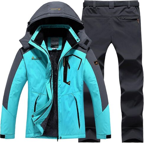 Mens Plus Size Ski Suits Set, Men's Winter Outdoor Sports Plush and Thicken Hooded Ski Suits Set with Belt in Saudi Arabia