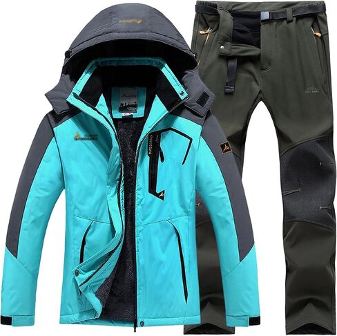 Mens Plus Size Ski Suits Set, Men's Winter Outdoor Sports Plush and Thicken Hooded Ski Suits Set with Belt in Saudi Arabia
