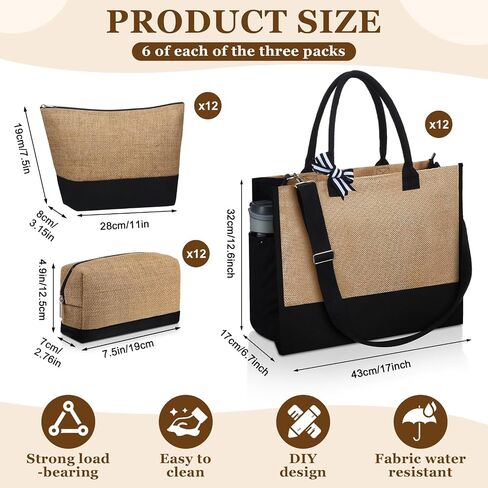 Paterr 18 PCS Bast Burlap Bags and Cosmetic Bage Stet Jute Bag Bag Bag Brade Resulable Canvas Beach Bridesmaid DIY أكياس DIY in Kuwait