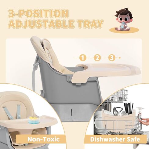 Kinder King 8 in 1 Baby High Chair, Coverts to Dining Booster Seat/Kids Table & Chair Set/Toddler Building Block Table/Kids Stool, Removable Tray & Double Seat Cover, Easy to Wipe, Pink in Saudi Arabia