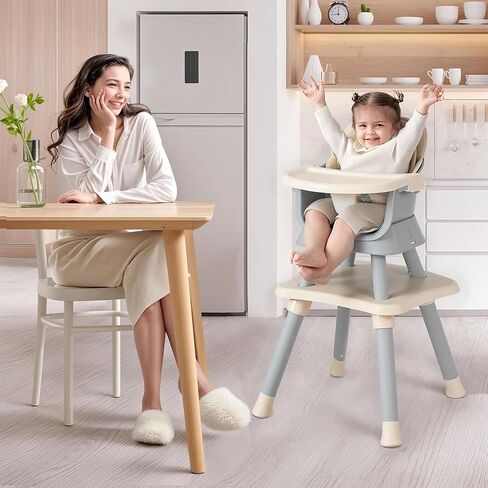 Kinder King 8 in 1 Baby High Chair, Coverts to Dining Booster Seat/Kids Table & Chair Set/Toddler Building Block Table/Kids Stool, Removable Tray & Double Seat Cover, Easy to Wipe, Pink in Saudi Arabia