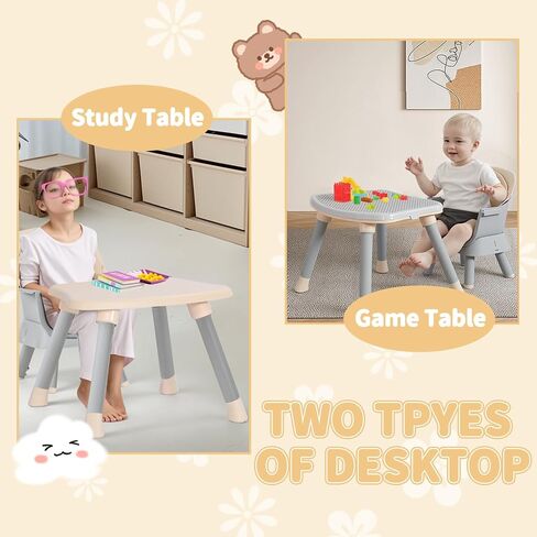 Kinder King 8 in 1 Baby High Chair, Coverts to Dining Booster Seat/Kids Table & Chair Set/Toddler Building Block Table/Kids Stool, Removable Tray & Double Seat Cover, Easy to Wipe, Pink in Saudi Arabia