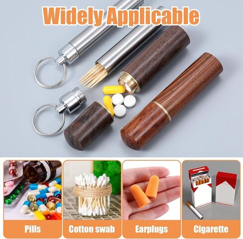 4 PCS Houndepick Holder مع سلسلة مفاتيح أسنان خشبية محمولة CASE MINI TOUN TOUN SIPSERSER DOFESSER CASE لتخزين الإبرة حبة الأذن اختيار القطن مقاومة للماء (3 أنماط) in Kuwait