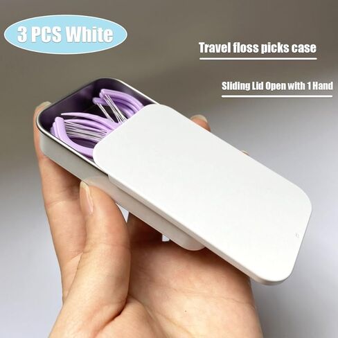 تختار خيط السفر ، حامل المسواك ، حاوية تخزين تخزين خيط قابلة لإعادة الملء ، محمولة ، غطاء منزلق مفتوحًا بيد واحدة (3 أجزاء بيضاء 3.14 "x1.96" x0.59 ") in Kuwait