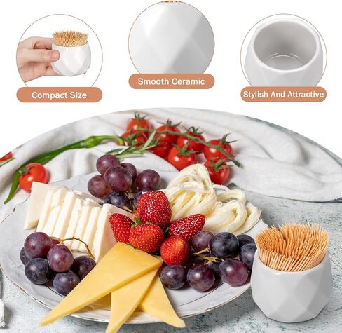 2 Pcs Ceramic Toothpick Holder Simple White Porcelain Toothpick Dispenser and Cocktail Pick Holder for Table Home Kitchen Restaurant Party in Saudi Arabia