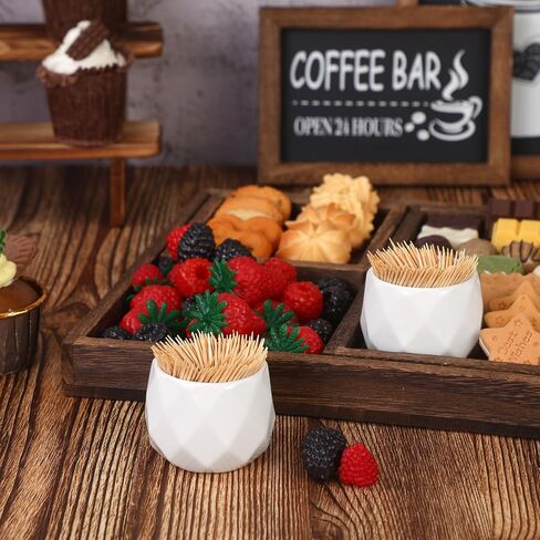 2 Pcs Ceramic Toothpick Holder Simple White Porcelain Toothpick Dispenser and Cocktail Pick Holder for Table Home Kitchen Restaurant Party in Saudi Arabia