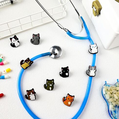 Soulchen 15 Pcs Cat Stethoscope Charm Tag for Nurse Cute and Adjustable Stethoscope Charms Stethoscope Accessories ID Tag Gifts for Various Styles, Present for Nurse, Doctor, Medical Workers in Saudi Arabia