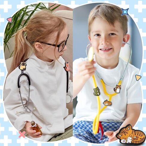 Soulchen 15 Pcs Cat Stethoscope Charm Tag for Nurse Cute and Adjustable Stethoscope Charms Stethoscope Accessories ID Tag Gifts for Various Styles, Present for Nurse, Doctor, Medical Workers in Saudi Arabia