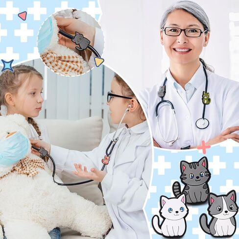 Soulchen 15 Pcs Cat Stethoscope Charm Tag for Nurse Cute and Adjustable Stethoscope Charms Stethoscope Accessories ID Tag Gifts for Various Styles, Present for Nurse, Doctor, Medical Workers in Saudi Arabia