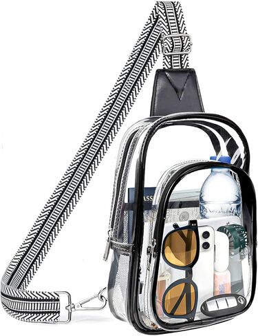 3 جيوب حقيبة واضحة لأحداث الاستاد ، حقيبة رياضية كبيرة من Crossbody الشفافة ، فاني حزمة المحفظة للنساء الرجال in Kuwait